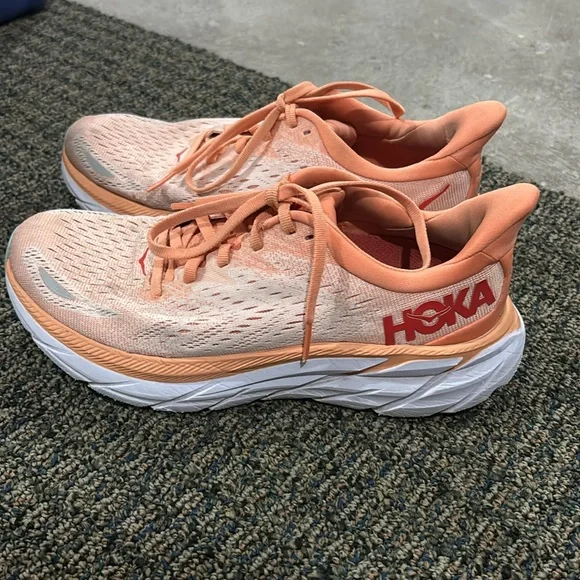 Hoka Women's Athletic Shoes in Peach and White - Picture 2 of 6